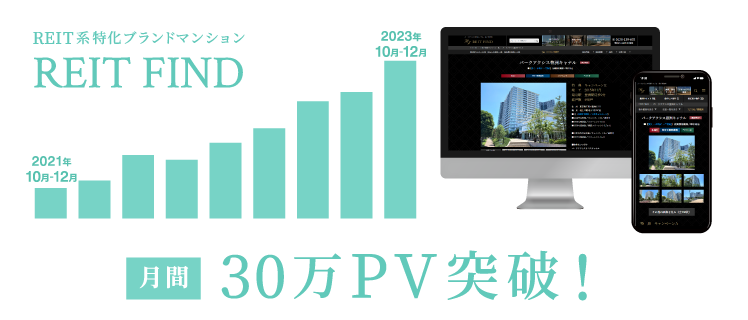 REIT系特化ブランドマンション REIT FIND 月間20万PV突破！