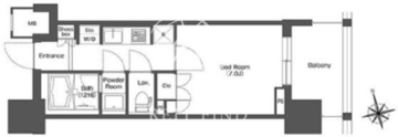 リーブルグラント西新宿 W-203 間取り図