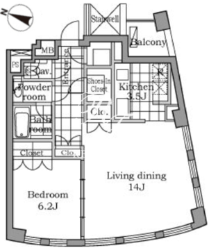 レジディアタワー乃木坂 1803 間取り図