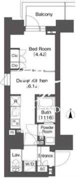 ミリアレジデンス浅草駒形 801 間取り図