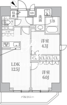 シーズンフラッツ日暮里 1401 間取り図