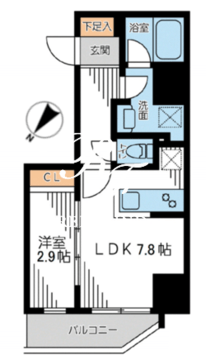 ザ・パーククロス門前仲町 704 間取り図