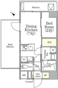 アジールコート三軒茶屋 802 間取り図