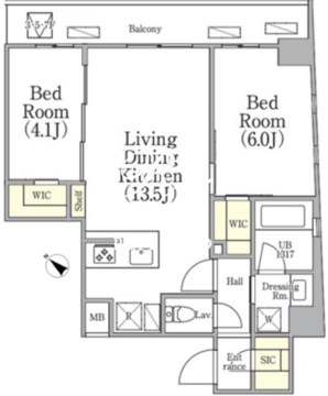 アジールコート三軒茶屋 801 間取り図