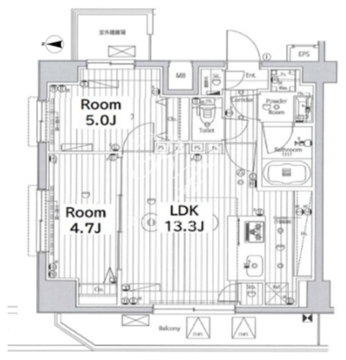 メイクス上野 1402 間取り図