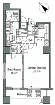 ホライズンプレイス赤坂 802 間取り図