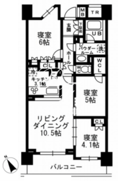 シャンピアグランデ深沢 202 間取り図