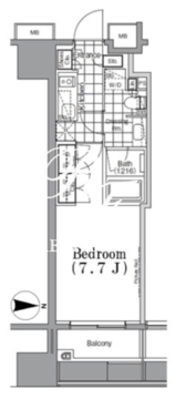 ザ・パークハビオ蔵前 1203 間取り図