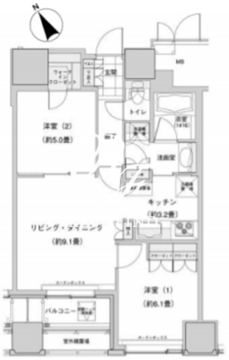 ウエストパークタワー池袋 1907 間取り図