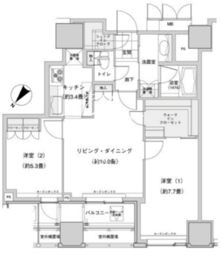 ウエストパークタワー池袋 2103 間取り図