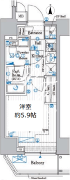 プレール・ドゥーク品川旗の台 305 間取り図