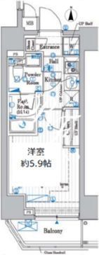 プレール・ドゥーク品川旗の台 605 間取り図
