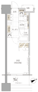 パークハビオ西新宿 802 間取り図