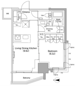 ザ・パークハビオ荏原中延駅前 1106 間取り図