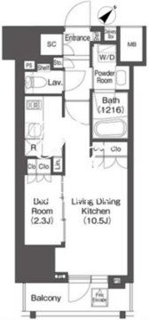 レフィールオーブ代々木 402 間取り図