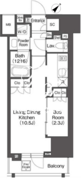 レフィールオーブ代々木 403 間取り図