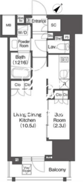 レフィールオーブ代々木 803 間取り図