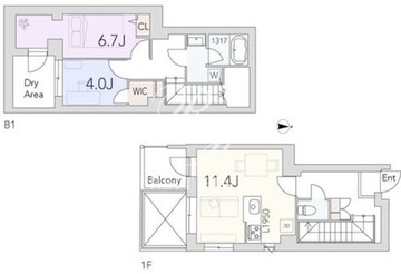 グランデュオ用賀4 104 間取り図