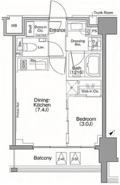 ザ・パークハビオSOHO南青山 206 間取り図