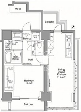 ザ・パークハビオSOHO南青山 1102 間取り図