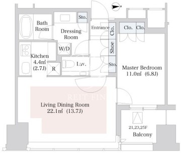 セントラルパークタワー・ラ・トゥール新宿 2322 間取り図