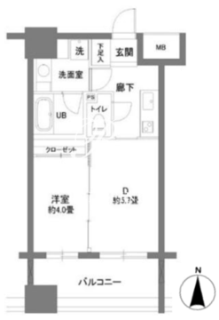 カスタリア森下 1002 間取り図