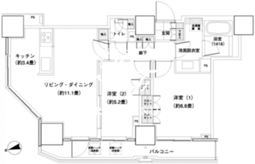 パークキューブ愛宕山タワー 1601 間取り図