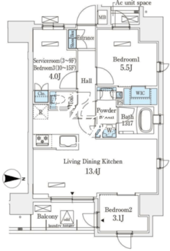 アヴァンカーサ町屋 1503 間取り図