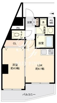 ワンルーフフラット西早稲田 607 間取り図