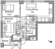 レジディアタワー乃木坂 1801 間取り図