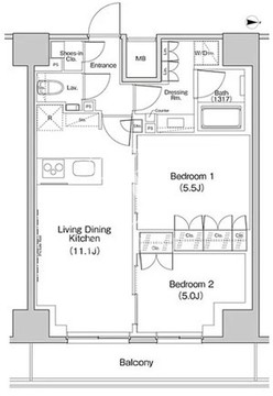 ザ・パークハビオ中野富士見町ガーデン 1102 間取り図