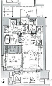 クレアホームズフラン東京三ノ輪2 1201 間取り図