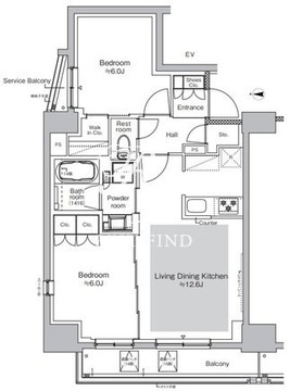 プラウドフラット虎ノ門 1402 間取り図