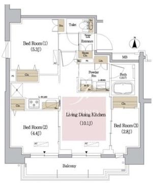 アーバネックス新御徒町 1003 間取り図