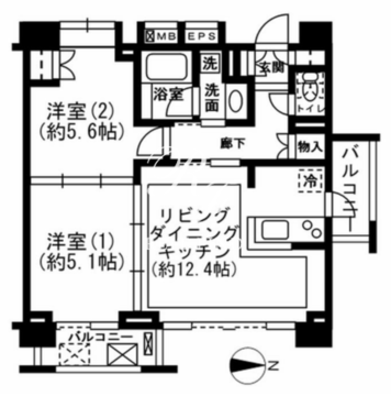 レジディア新宿イースト2 801 間取り図