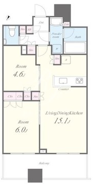 パークタワー勝どき S-1310 間取り図