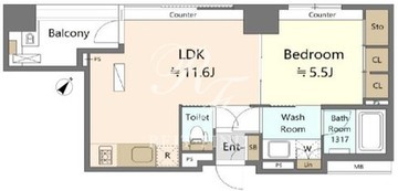 コスモグラシア人形町 7F 間取り図