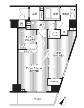 カスタリア初台 1103 間取り図