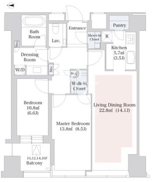 セントラルパークタワー・ラ・トゥール新宿 1303 間取り図