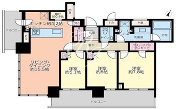 ブリリアタワー浜離宮 24F-1 間取り図