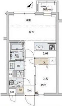 ディームス初台1 202 間取り図