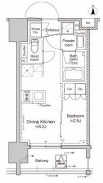 プラウドフラット亀戸ステーションプレイス 306 間取り図