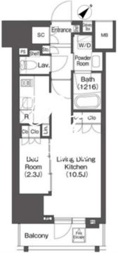 レフィールオーブ代々木 1402 間取り図