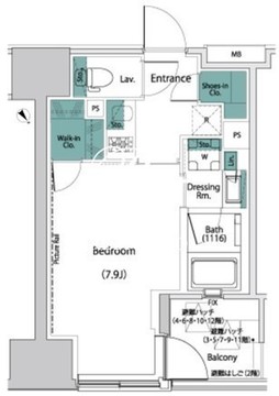 ザ・パークハビオ人形町レジデンス 1107 間取り図