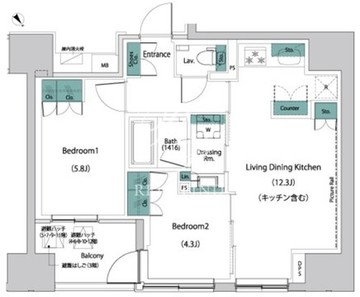 ザ・パークハビオ人形町レジデンス 309 間取り図