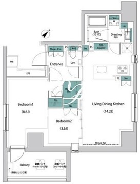 ザ・パークハビオ人形町レジデンス 301 間取り図