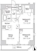 カーサスプレンディッド虎ノ門新橋 1302 間取り図