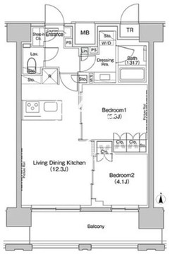 ザ・パークハビオ上北沢 1303 間取り図