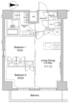 ザ・パークハビオ中野富士見町ガーデン 1301 間取り図