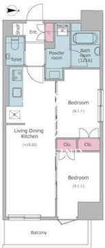 ドゥーエ入谷1 1104 間取り図